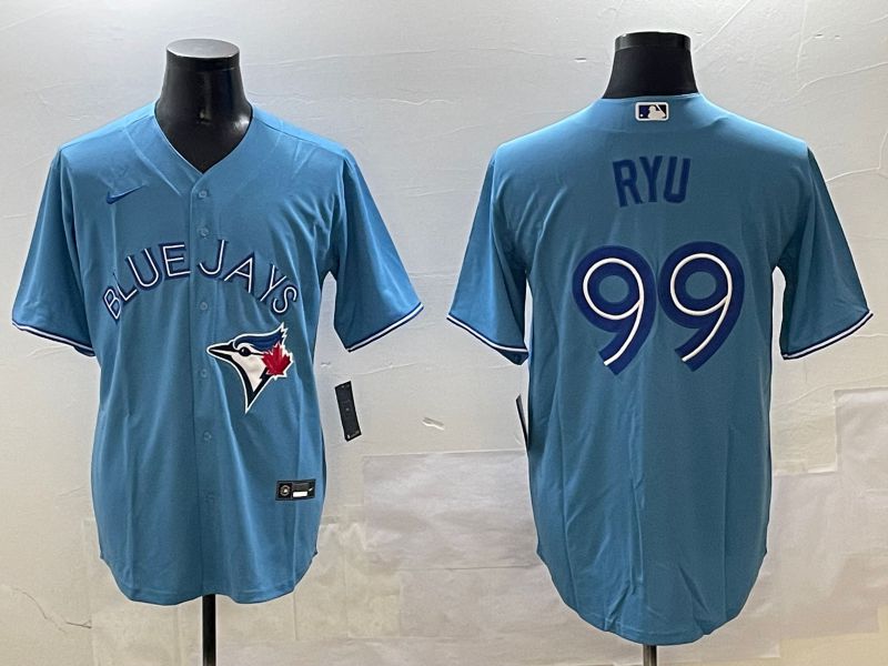 Men Toronto Blue Jays #99 Ryu Light Blue Game 2025 Nike MLB Jersey style 1